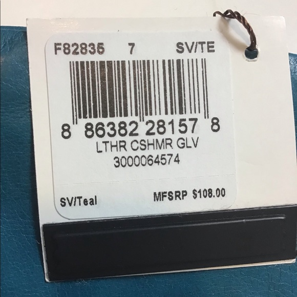 Coach Cashmere Leather Teal Gloves New Size 7 - Picture 4 of 4